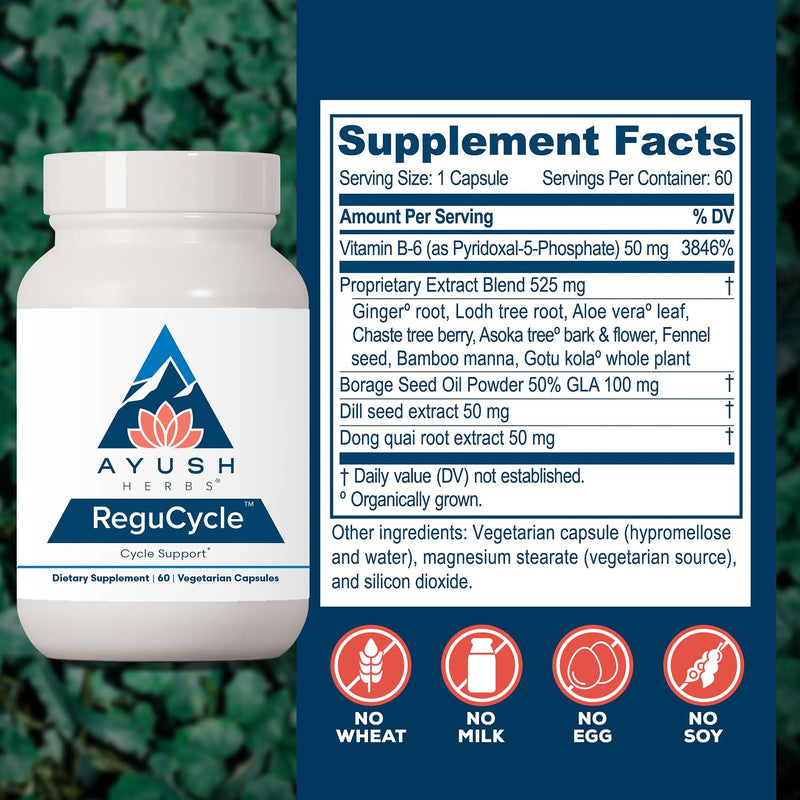 Ayush Herbs Regu-Cycle, Hormone Balance for Women, 60 Servings | Hormonal Support, Period Support & Relief, Reproductive Health, Regulate Menstrual Cycle, Ovarian Supplement