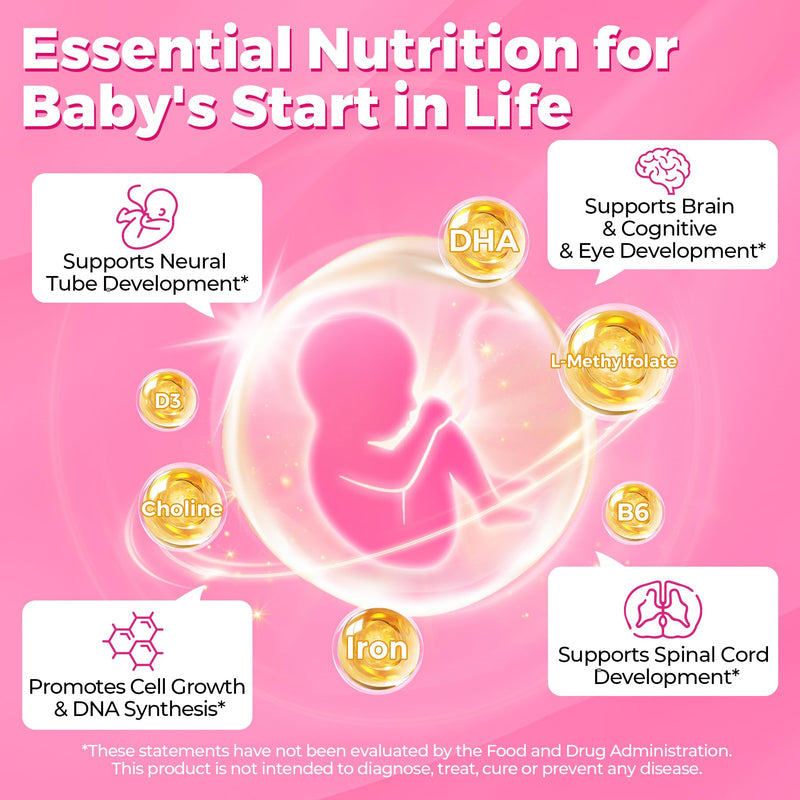 NEVISS Prenatal Vitamins for Women Gummies w/Methylfolate DHA Iron Choline | Prenatal Gummies w/ Vegan Omega-3, Iodine, Biotin, B12 for Prenatal, Pregnancy, Postpartum, Vegan Non-GMO, Sugar Free, 60Cts 60 Count (Pack of 1)