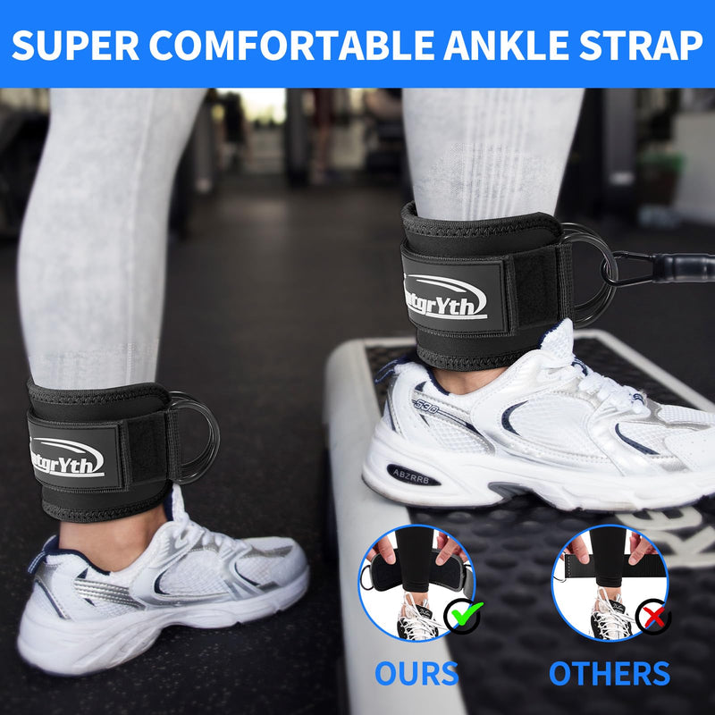 Ankle Resistance Bands with Cuffs, Resistance Bands for Leg, Ankle Bands for Working Out, Booty Workout Equipment for Kickbacks Hip Fitness Training Ankle Strap with Exercise Bands for Women BLACK - BeesActive Australia