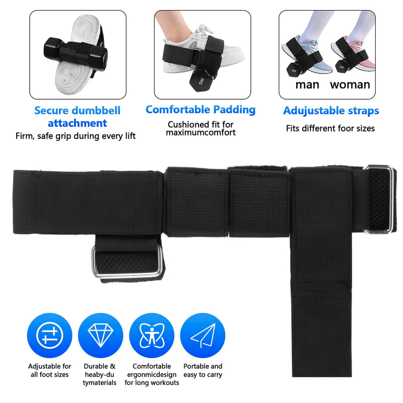 Dumbbell Foot Attachment Adjustable Ankle Weight Straps for Leg Workouts, Tibialis Trainer Hip Flexor Exercises Secure Fit for Hamstring Curls, Leg Extensions Home Gym Training - BeesActive Australia