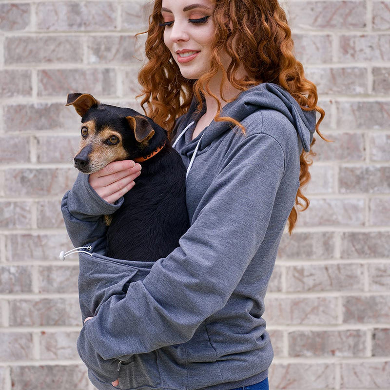 ALYC Unisex Hoodies Pet Holder Cat Dog Large Pouch Carriers Pullover with Cat Printing Sweatshirt (Dark Grey-Classic Version, M) Classic Version Dark Grey Medium - BeesActive Australia