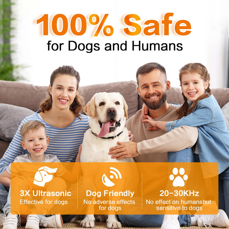 Anti Barking Device for Dogs – Ultrasonic Rechargeable Bark Deterrent with 4 Safe Modes, 50ft Range, Portable and Effective for All Dogs