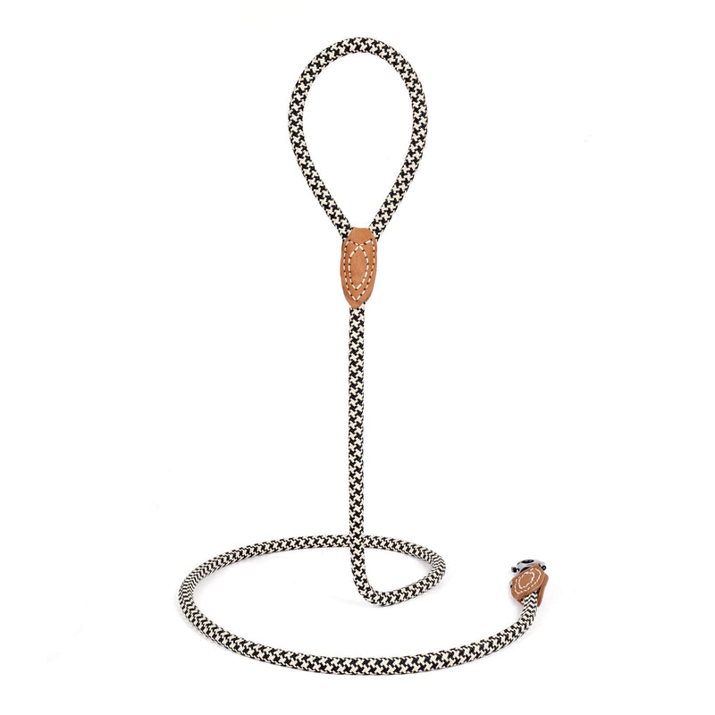 Mile High Life | Mountain Climbing Dog Rope Leash with Heavy Duty Metal Sturdy Clasp | Genuine Leather Tailored Connection with Strong Stitches (Black Khaki, 72 Inch (Pack of 1)) 72 Inch-1/2" Black Khaki - BeesActive Australia