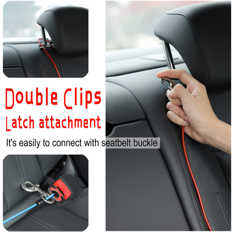 Dog Seat Belt Harness for Car,2pcs Dog Seatbelt of Coated Wire Leash Safety Restraint,No Chew Tether Cable Vehicle Dog Accessories,Double Clips & Latch (2 Pack Black, 24 inch/60 CM) 2 Pack Black - BeesActive Australia