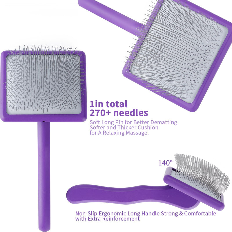 Dog Slicker Brush for Long Haired Dogs Doodle Brush for Dogs Large Dog Slicker Brush for Goldendoodles with Ergonomic Solid Wooden Handle Long Pin Grooming Brush for Dogs (Purple) Purple - BeesActive Australia