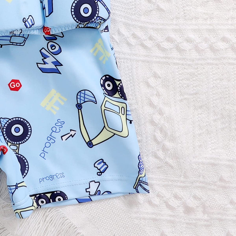 Kids Float Swimsuit Buoyancy Sticks for Baby Boys Girls One Piece Floating Swim Vest Training Aid Swimwear Blue-Car 2-3 Years