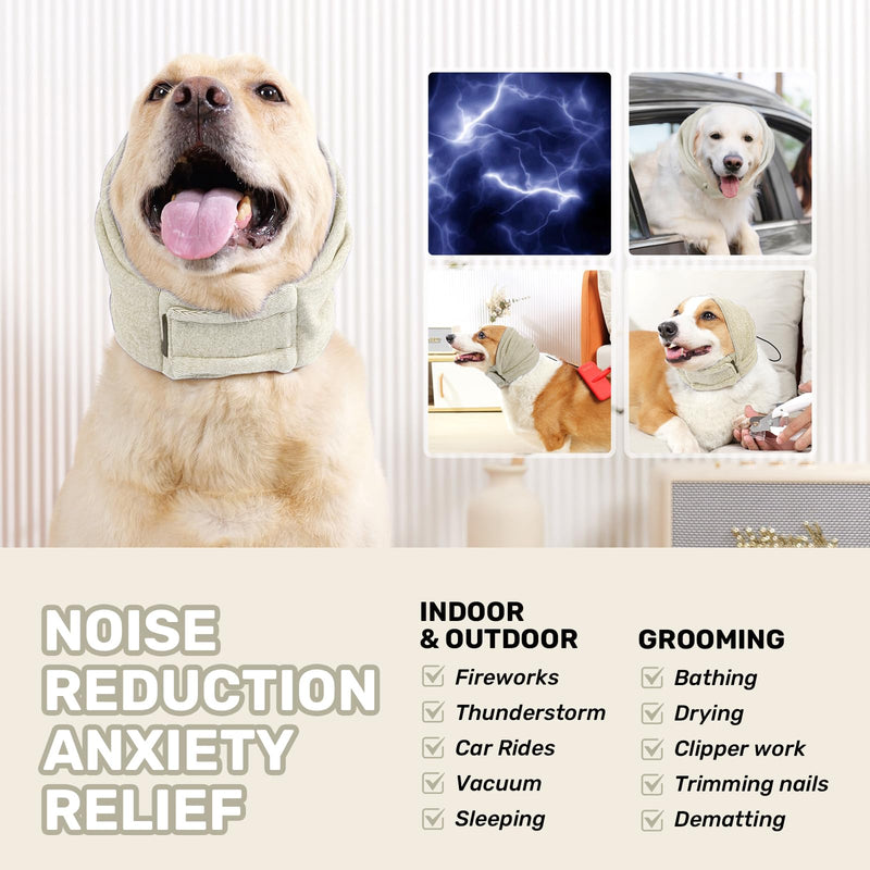 Dog Calming Hoodie, No Shake Ear Wraps for Dogs, Adjustable Dog Ear Muffs for Noise Protection, Ear Wrap Head Cover for Anxiety Relief & Hematoma (Pearl White, S(Head Circle:9.8"-14.9")) Pearl White S(Head Circle:9.8"-14.9")