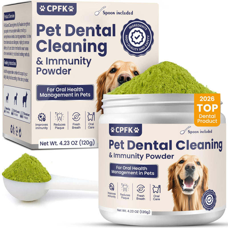 Dog Dental Cleaning Immunity Powder Dog Dental Cleaning Powder with Probiotics to Lighten Bad Breath and Control Plaque Tartar Supports Dogs Dental Care and Immune Health 4.23 OZ 4.23 Ounce