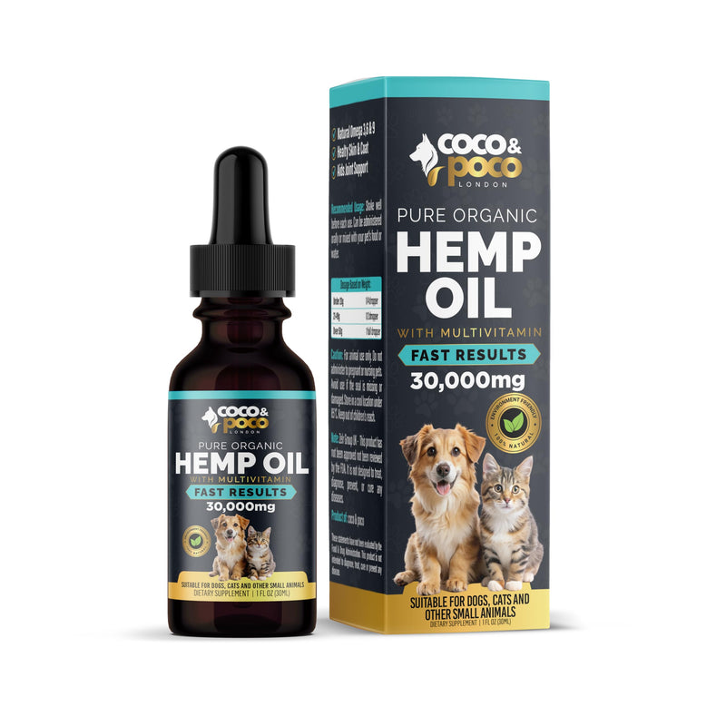 CocoPoco® Oil for Dogs Cats - Made In UK - Oil for Dog -100% Natural, Dog Calming Drops Calming Drops For Dogs - Omega 3, 6, 9 1 Pack