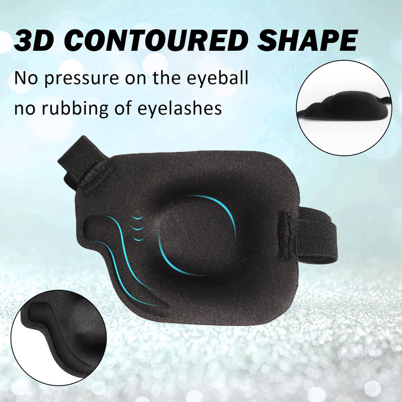 2Pcs 3D Eye Patches for Adults, Adjustable Medical Eyepatch,Black(Left) 2 Count (Pack of 1) Left-black