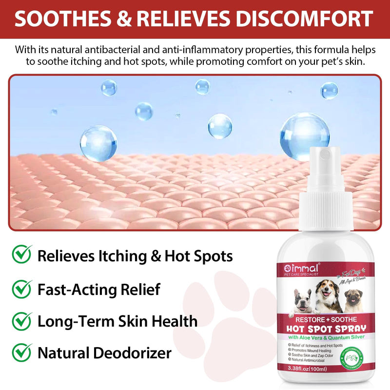 Vet-Approved Dog Hot Spot Spray 100ml | Quantum Silver & Natural Soothing Formula | Anti-Itch Skin Recovery for All Breeds | Lavender Calming | Alcohol-Free Wound Care