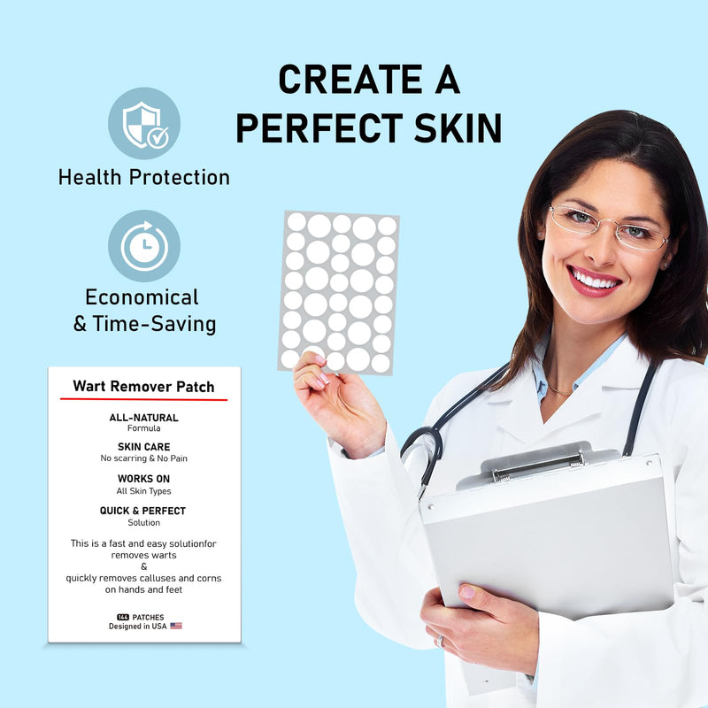WABRINY Wart Remover Patches, Fast & Easy Operate Hydrocolloid Gel Waterproof Invisible Sticker, Skin Care Removal Patches, Friendly to New-User -CM White 144 Count (Pack of 1)