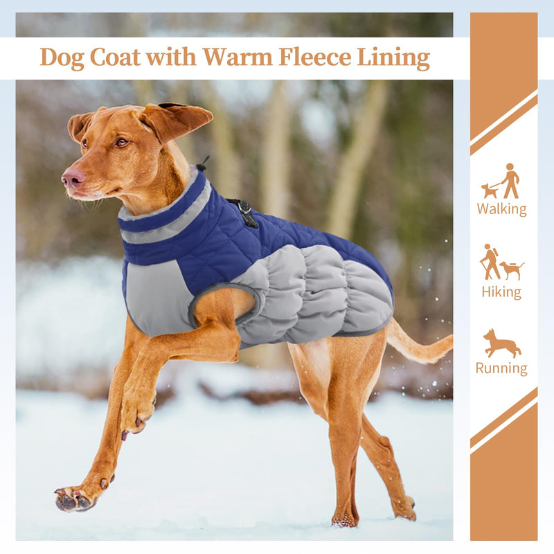 Large Dog Coat,XXLarge Dog Winter Coat,Waterproof Dog Jacket with Back Zipper,Extra Large Dog Coat,Warm Fleece,Dog Jacket with D-Ring,Windproof Dog Winter Clothes Golden Retriever Blue XX-Large - BeesActive Australia