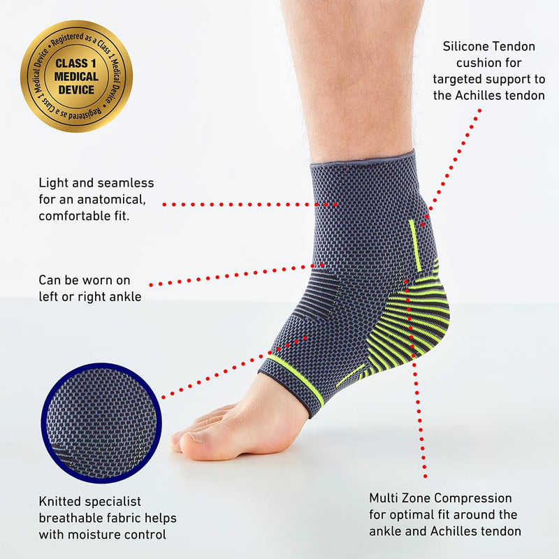 Neo-G Achilles Tendon Support With Silicone Tendon Cushion - Achilles Tendonitis Brace Ankle Support For Men And Women – Targeted Ankle Compression Sleeve - Breathable - Active Plus (Medium) Medium