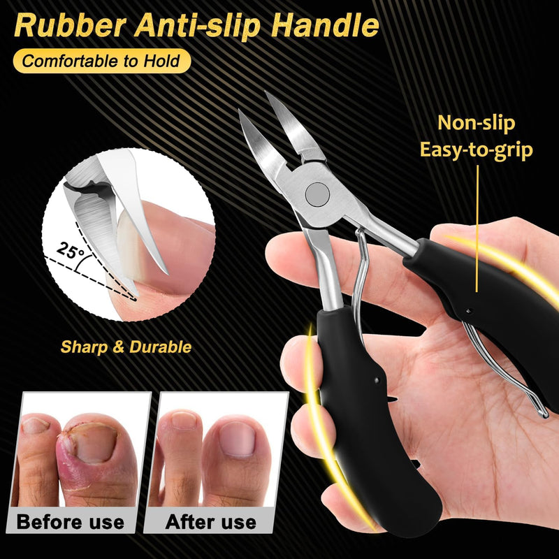 Toenail Clippers for Thick Toenails, Kingfun Ingrown Toe Nail Clippers for Thick Nails for Seniors, Heavy Duty Toe Nail Clippers for Men, Angled Head Large Toenail Clippers for Seniors 5Pcs - BeesActive Australia