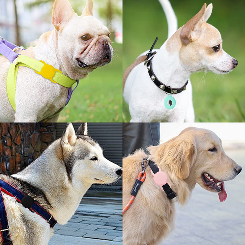 PuppyDoggy 2 Pack Airtag Holder for Collar, Dog Cat Tracker Case, Silicone Airtag Case Waterproof, Scratch-Resistant, Anti-Lost & 1 Pack AirTag Keychain Holder for Bag, Suitcase (Small, Black) Small - BeesActive Australia