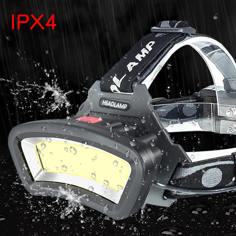 DARKBEAM Hard hat Headlamp COB LED Floodlight with Red Light USB Rechargeable 2000 Lumen - Car Maintenance and Night Construction - Included Rechargeable Battery Last for 6-10 Hours