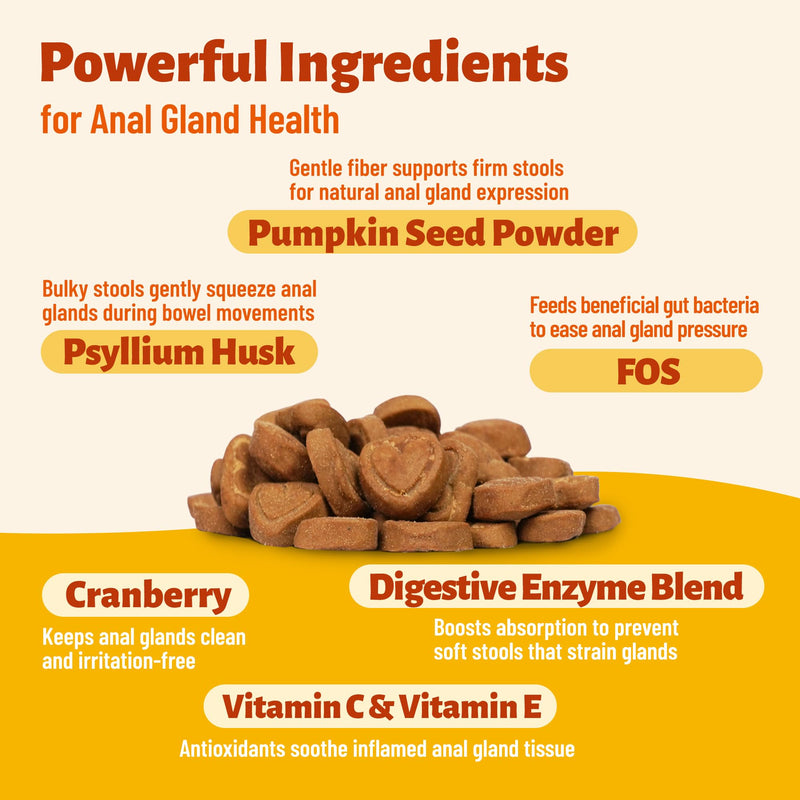 7.76 oz Anal Gland Bites for Cats - Anal Gland Health - Cat Digestive Support & Urinary Supplement with Pumpkin Seed, psyllium Husk & cat probiotic - cat Vitamins and Supplements