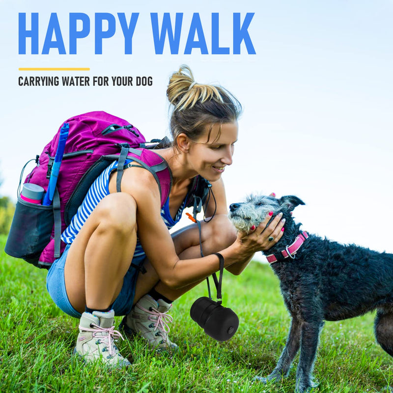 Portable Dog Water Bottle with a Foldable Bowl 2-in-1 Design, Leak-Proof Dog Water Bowl Dispenser Suitable for Outdoor Dog Walking, Hiking, and Traveling. BPA Free, 14oz Black 3G Black - BeesActive Australia