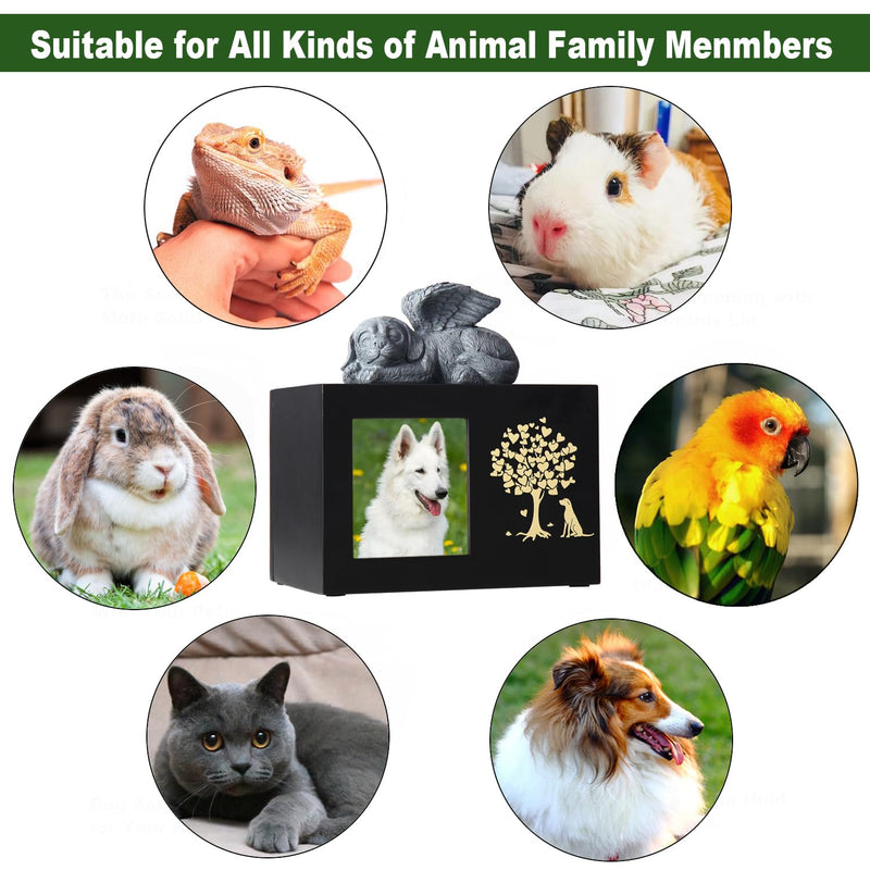 woodurn Pet Ash Box for Dogs, XLarge Wooden Urns for Funeral, Cremation Urns with Photo Frame, Memorial Box with Black Flannel Lining, Memorial Gift for Lost Pets - BeesActive Australia