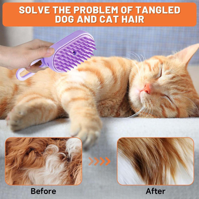 Cat Steam Brush for Shedding, Steam Brush for Indoor Cats, Water Brush, Cat Spray Mist Massaging Brush, Pet Hair Removal Brush, Suitable for Cats, Dogs and Rabbits, Cat Cleaning Brush 😽purple - BeesActive Australia