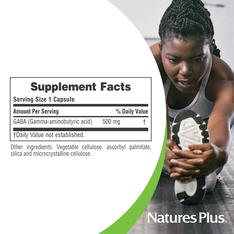 NaturesPlus PRO GABA 500 mg - 60 Capsules - Non-GMO, Vegan, Gluten Free - 60 Servings