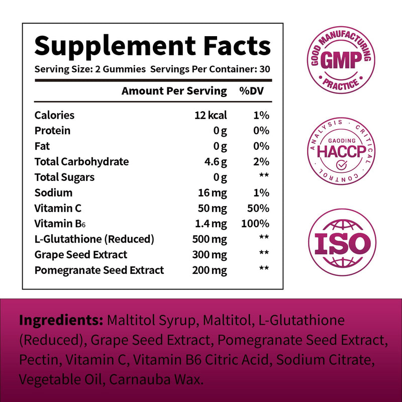Glutathione Gummies with Collagen 500mg, 60 Count 1 Count (Pack of 60)