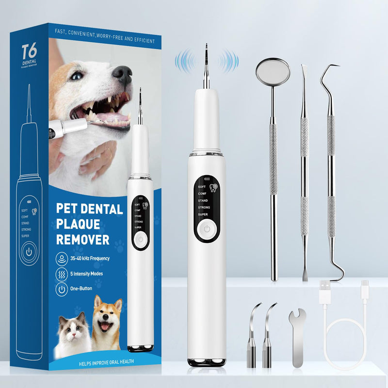 BRAVECOW Pet Plaque Remover Kit, Dog & Cat Dental Tool for Tartar Removal with LED Light, Teeth Cleaning Brush