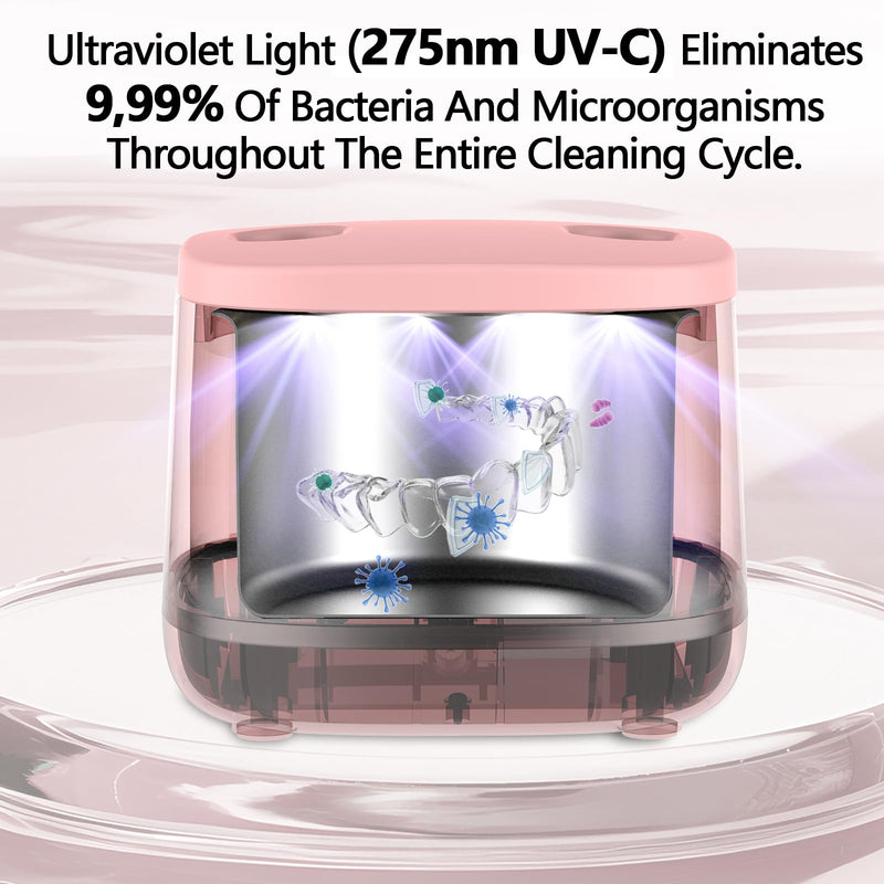 Dental Ultrasonic Retainer Cleaner Machine–Cleaning for Night Guards Pink