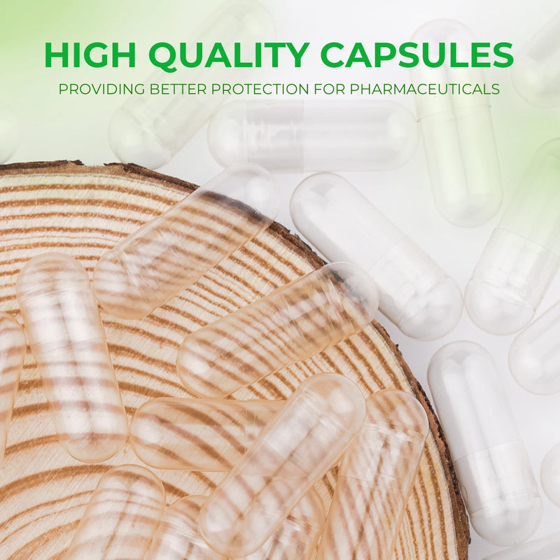Vegan Empty Pill Capsules Size 2 Plant Based Clear (100 Count) Gluten Free, Non-GMO, Halal Certified Caps Filling Kit with 2 Spoons for Vegetarian DIY Your Own Supplements 100 Count (Pack of 1)