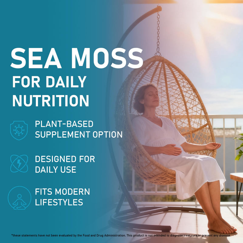 Sea Moss Gummies with Ashwagandha Root – Blueberry Flavor, 60 Count | Irish Seamoss Gummies Daily Wellness, Plant-Based Vegan Chewable Nutritional Supplement, Easy To Take
