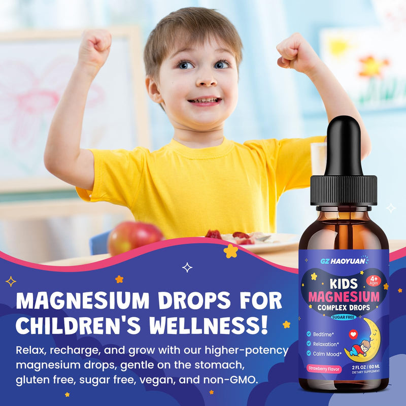 Magnesium Glycinate Liquid for Kids - Magnesium Citrate Supplement with L-theanine, Chamomile & Vitamin B6 - for Sleep, Relaxation, Calm & Focus, Mixed Berry Flavor 2 Fl Oz 2 Fl Oz (Pack of 1)