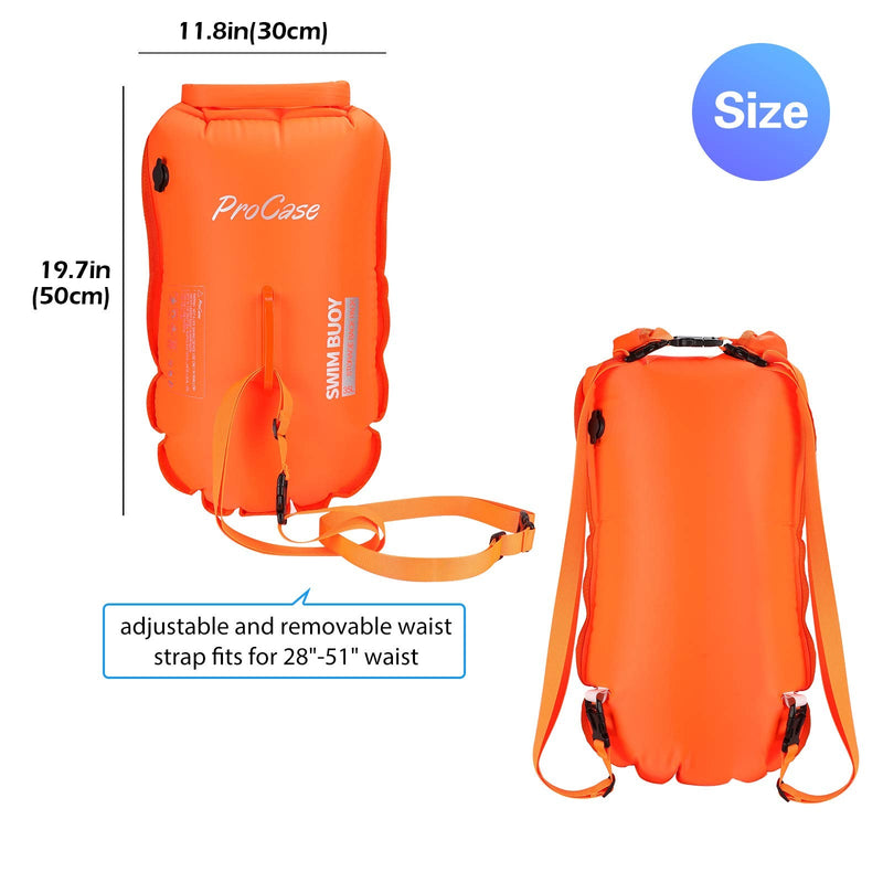 ProCase 35L Swim Buoy Dry Bag, Floating Waterproof Backpack with Shoulder Waist Strap for Open Water Swimming Paddling Boating Kayaking Rafting Hiking Camping Fishing Beach -Orange - BeesActive Australia