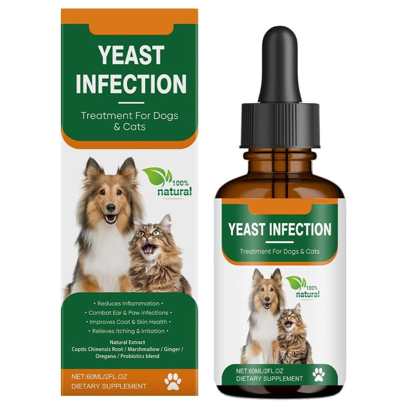 Yeast Infection Treatment for Dogs & Cats, Natural Support for Itchy Skin & Ear Infections, Relieves Itching, Irritation and Reduces Ear & Paw Inflammation