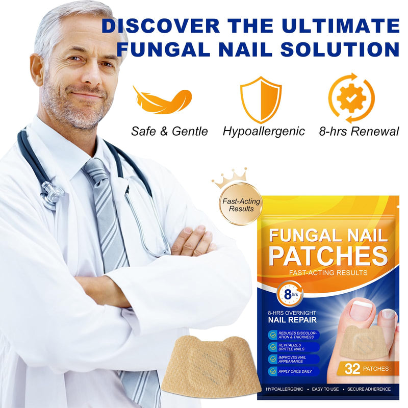 32 PCS Fungal Nail Patches for Broken Damaged Split Nails,Toenail Treatment Extra Strength,Nail Repair for Damaged Nails, Nails Care Supplies, Restore Discoloration and Thickness (2 Pack) 32 Count (Pack of 1)