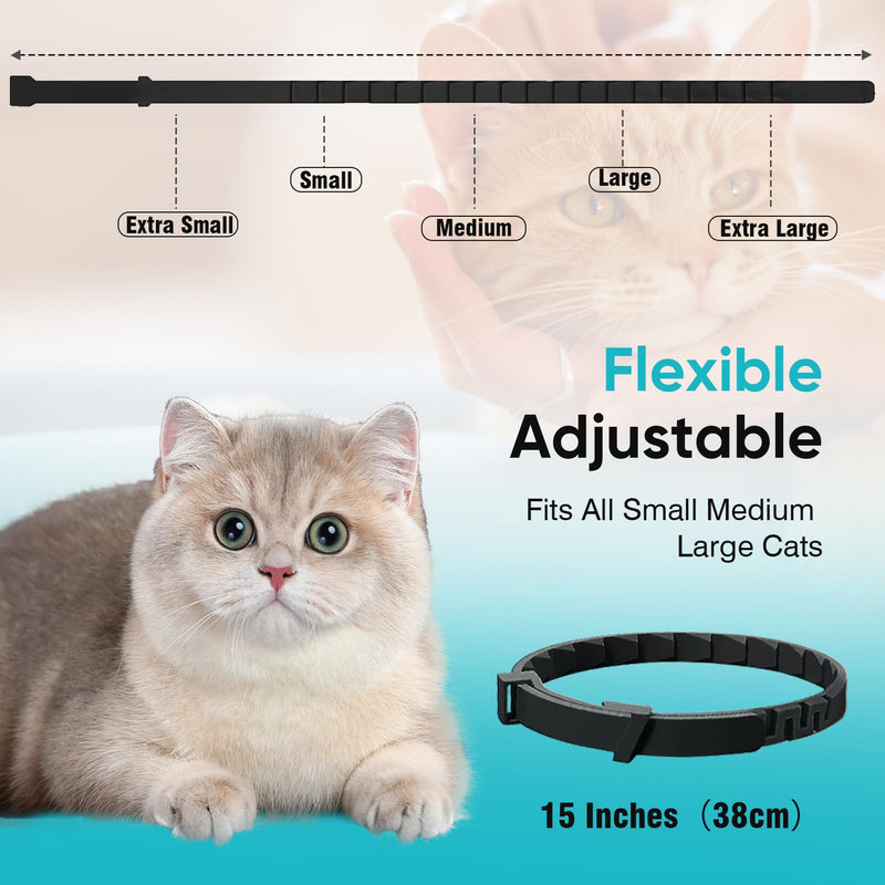 Calming Collar for Cats 6 Pack Cat Calming Pheromones Collar Stress and Anxiety Relief for 30 Days Pheromone Collars Adjustable Calm Care Products Anti Aggression Stop Meowing Relaxer for Cats in Heat Black