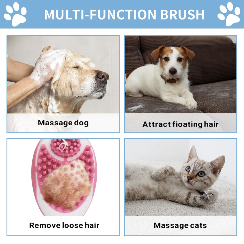 WishLotus Pet Bath Brush, Puppy Massage Brush with Shampoo Dispenser Pet Grooming Tool for Small Animals Soft Silicone Dog Shower Brush for Long Short Haired Dog and Cat Washing (Green) Green - BeesActive Australia