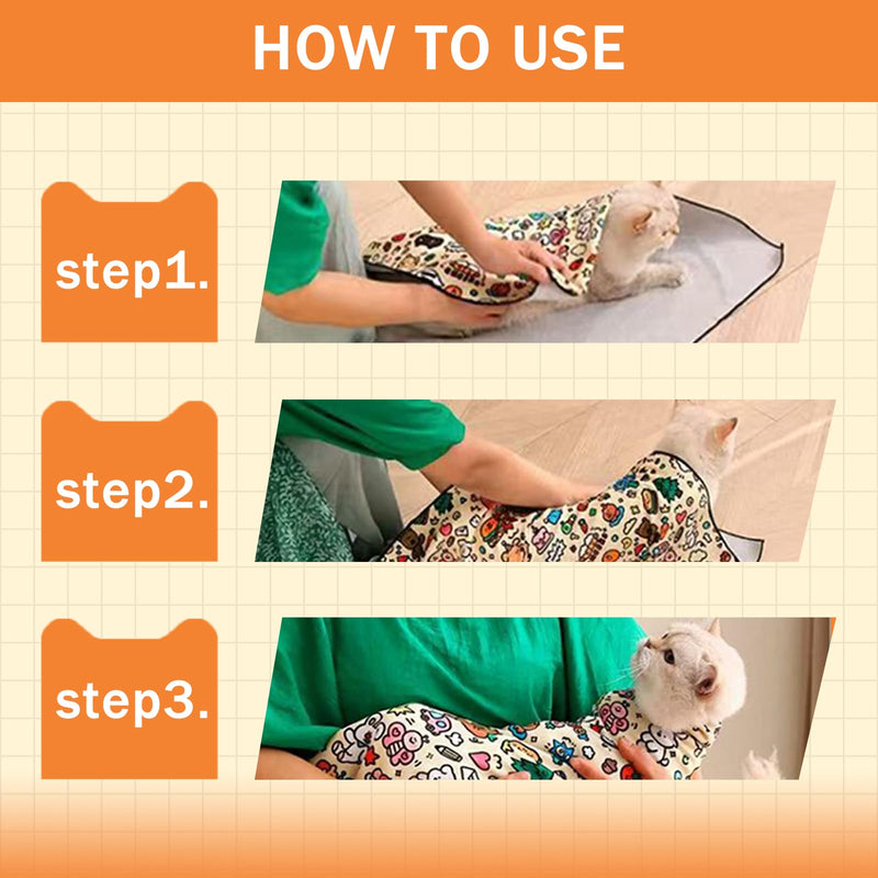 Cat Grooming Wrap, Velcro Fabric for Cat Nail Trimming Restraint, Multi-Purpose Cat Wrap with Cat Nail Clippers and Nail File, Cat Restraint Calming Wrap for Nail Clipping XL XL(Within 22 Pound) - BeesActive Australia
