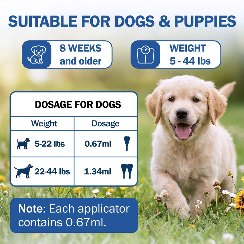 Flea and Tick Prevention for Dogs, Flea & Tick Control, Flea Drops for Small and Medium Dog (5-44 Ibs), Support for Skin & Coat Health, Fast Acting, for Dogs and Puppies 8 Weeks and Older Supplement