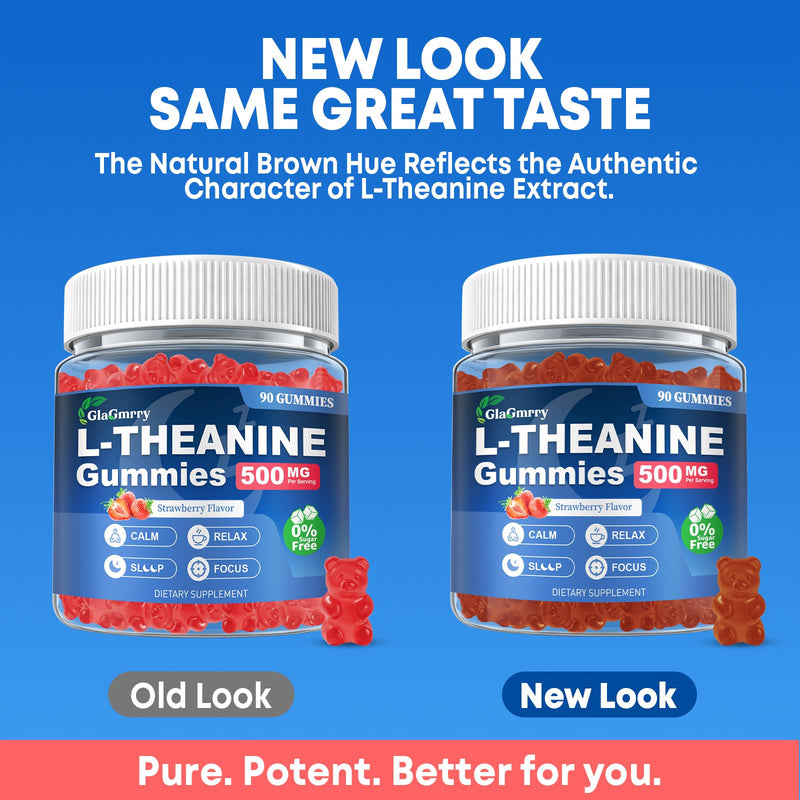 90 Count | L Theanine Gummies, L Theanine Supplement for Adults & Kids | w/ Ashwagandha, Magnesium, GABA & 5-HTP, Sugar Free Liposomal Formula for Calm Relax zzZ M♡♡d & Focus, Vegan 90 Count (Pack of 1)