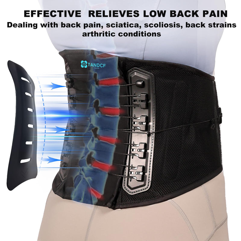 Back Brace for Lower Back Pain Relief with Pulley System,Lumbar Support Belt for Men & Women with Bionic Support System, Ergonomic Design and Lightweight Skin Friendly Material (L) Large (Waist: 39.4-46.4 Inch)