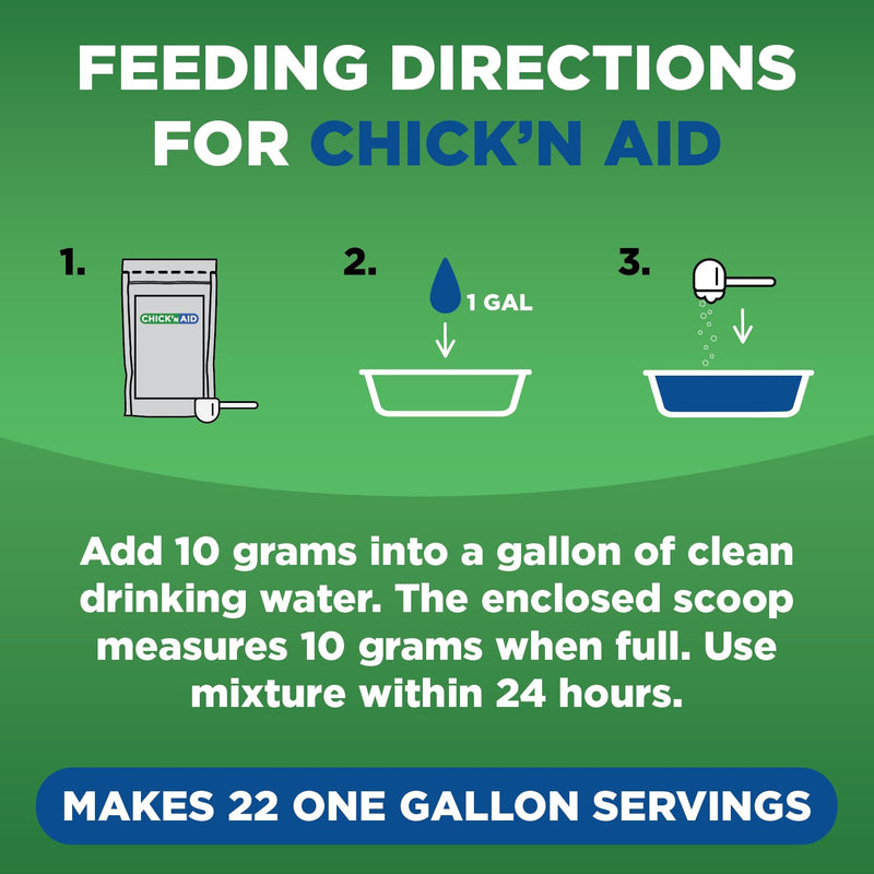 Chick’n Aid Chicken Supplement for All Ages (8 oz, Pack of 1) - Chicken Vitamins, Electrolytes, and Probiotics - Multipurpose Poultry Vitamins for Chickens, Ducks, and Turkeys 8 oz (Pack of 1) - BeesActive Australia