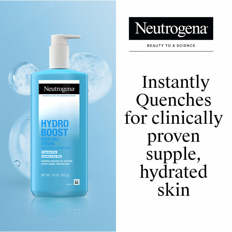 Neutrogena Hydro Boost Body Moisturizing Gel Cream with Hyaluronic Acid, Non-Greasy & Fast Absorbing, Lightweight Hydrating Body Lotion for Normal to Dry Skin, Fragrance-Free, 16 oz 16 Fl Oz (Pack of 1)
