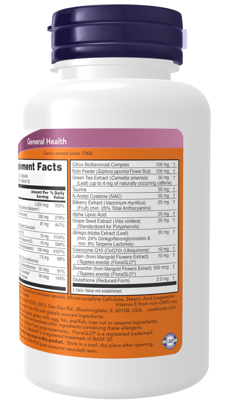 NOW Supplements, Ocu Support™with FloraGLO® Lutein, plus Vitamins A, C and E, 90 Veg Capsules