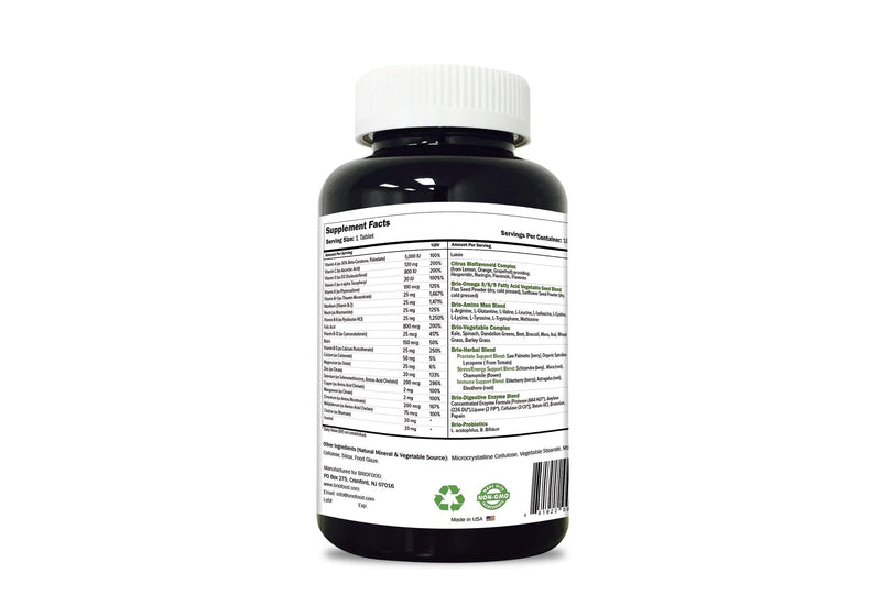 Brieofood BRIOFOOD Day-to-Day Men's Multi 180 Tablets - Food Based Supplement with Vegetable Source Omegas 180 Count (Pack of 1)
