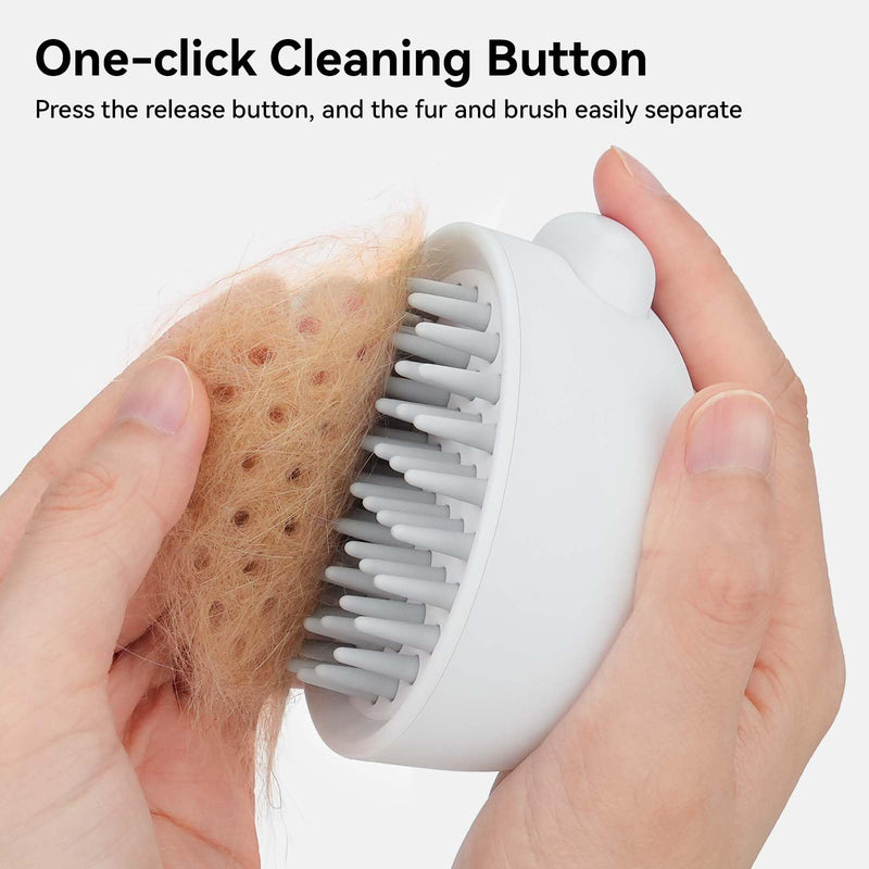 aumuca Silicone Cat Brush for Massage, Soft Cat Brushes for Indoor Cats, Jellyfish Cat Hair Brush Cat Comb with Release Button, Cat Grooming Brush for Short to Medium Haired Cats, Dogs, Rabbits, White - BeesActive Australia