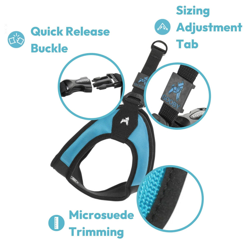 Gooby - Escape Free Easy Fit Harness, Small Dog Step-In Harness for Dogs that Like to Escape Their Harness, Turquoise, Small Small chest (16~19.25") - BeesActive Australia