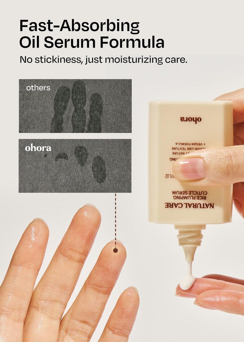 ohora Natural Care Rice Plumping Cuticle Serum – Hydrating Nail Serum with Rice & Soybean Extract, Collagen, Vitamin E & Peptides – Fast-Absorbing, Non-Greasy Nail & Cuticle Care - BeesActive Australia
