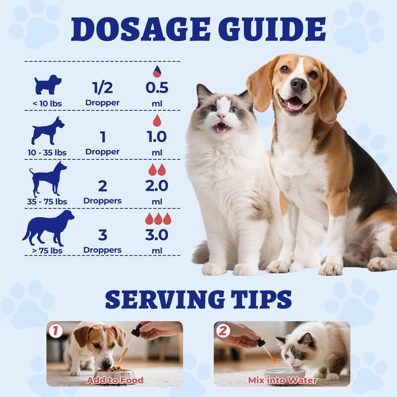 4oz Larger Volume Liquid L-Lysine Drops for Cats&Dogs with Cat & Dog Taurine - Immune Support&Respiratory Support - Sneezing, Runny Nose, Eye Care, Allergy Relief - Chicken Flavor