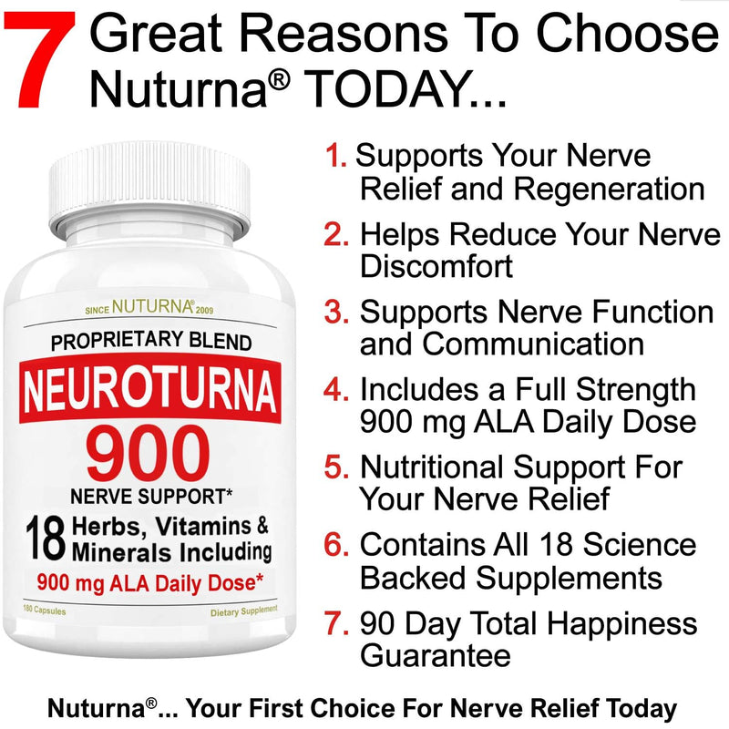 Neuropathy Support Nerve Supplement with 900 mg Pure Alpha Lipoic Acid - Maximum Strength Formula, Fortify Nerves in Fingers, Hands, Toes, & Feet - Best Peripheral Relief Support - 180 Capsules